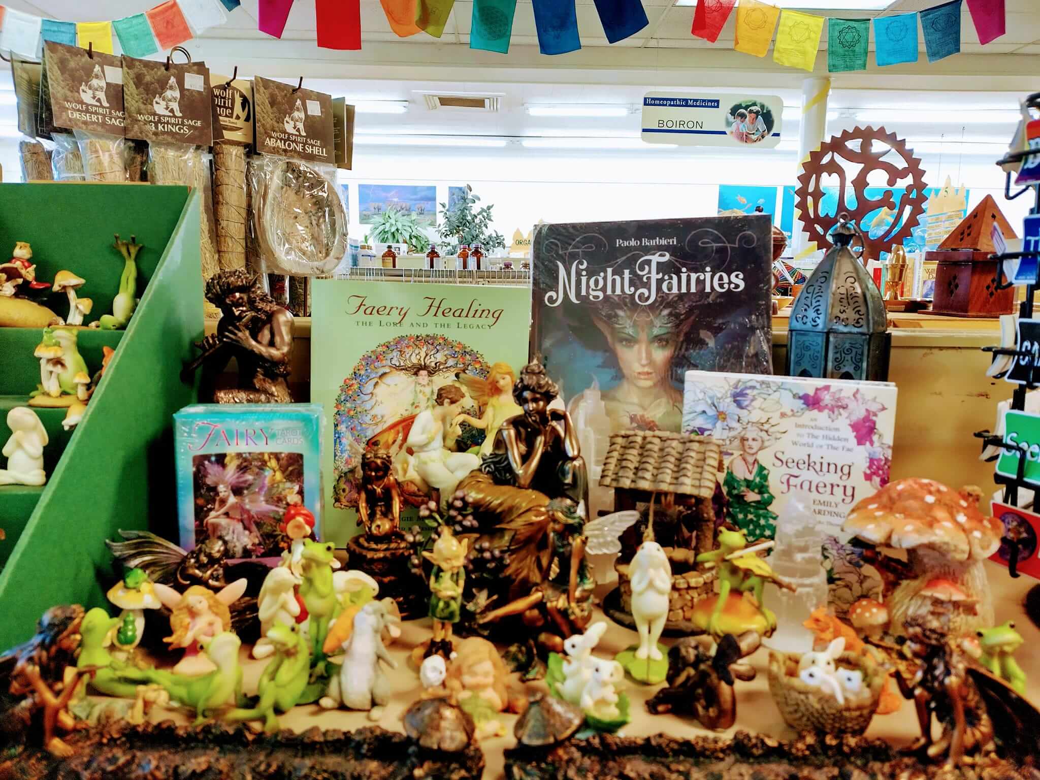 A display of various fairy-themed products